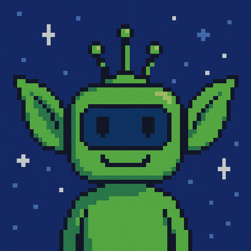 Pixel art goblin with stars