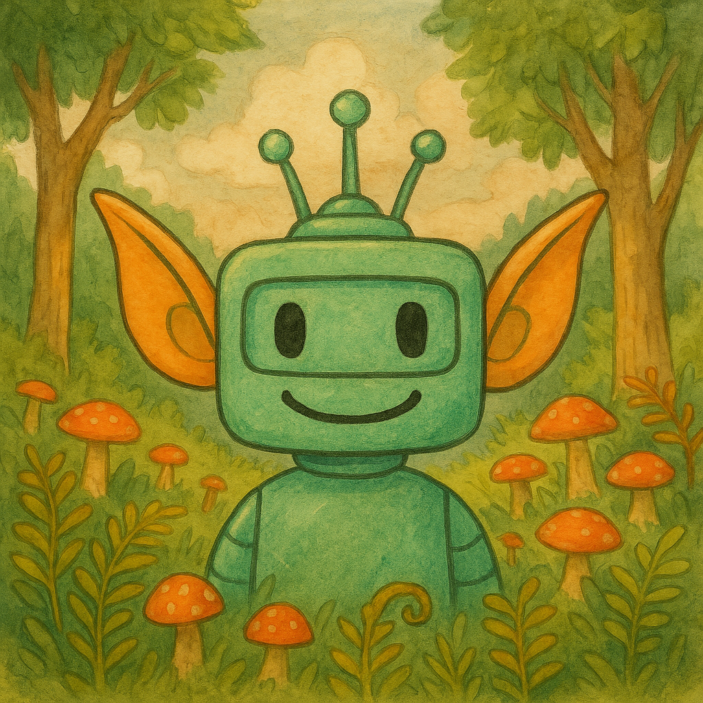 Watercolor goblin in forest