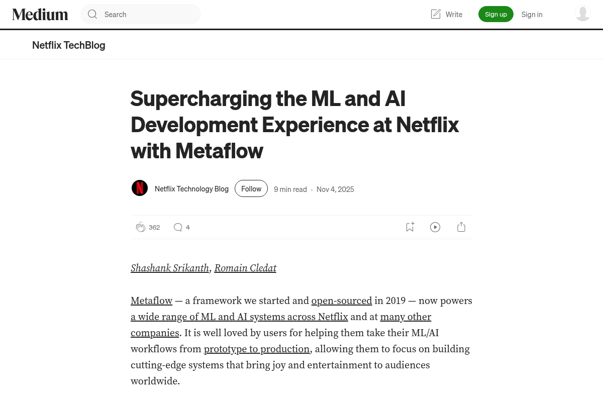 Supercharging the ML and AI Development Experience at Netflix with Metaflow