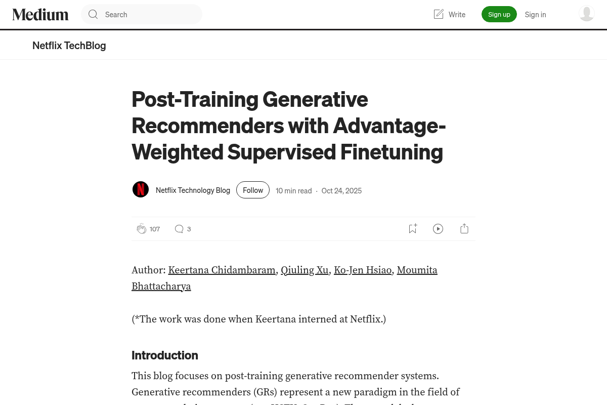 Post-training Generative Recommenders with Advantage Weighted Supervised Finetuning