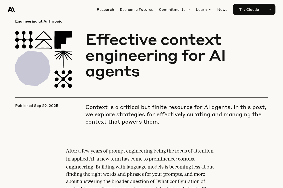 Effective context engineering for AI agents