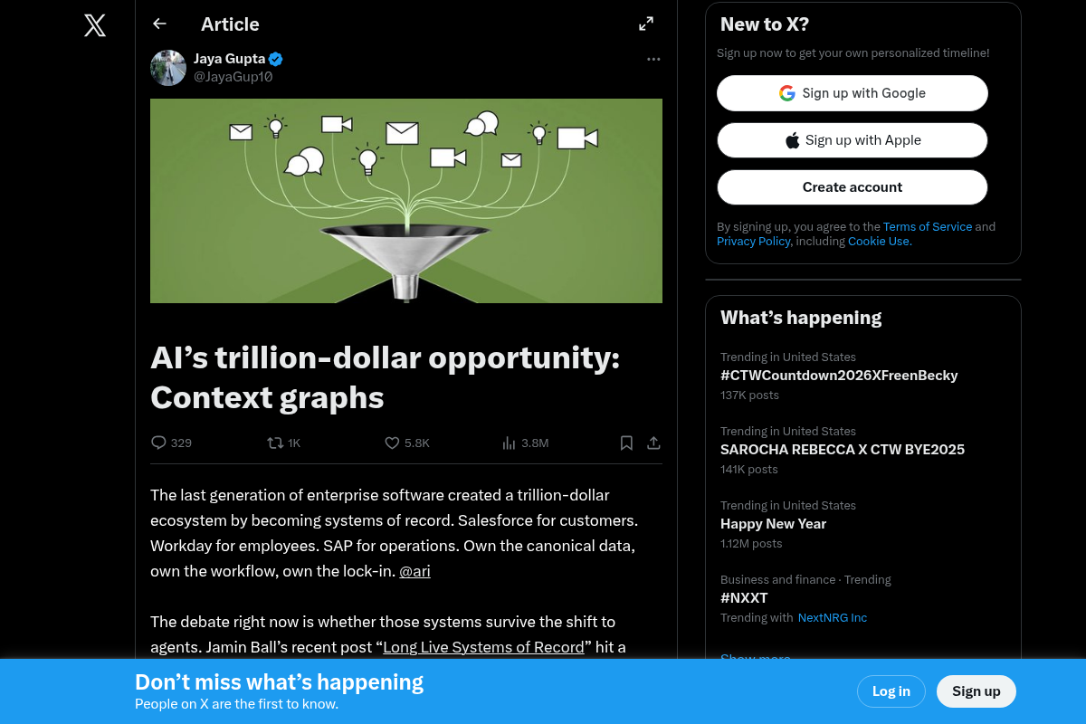 AI’s trillion-dollar opportunity: Context graphs