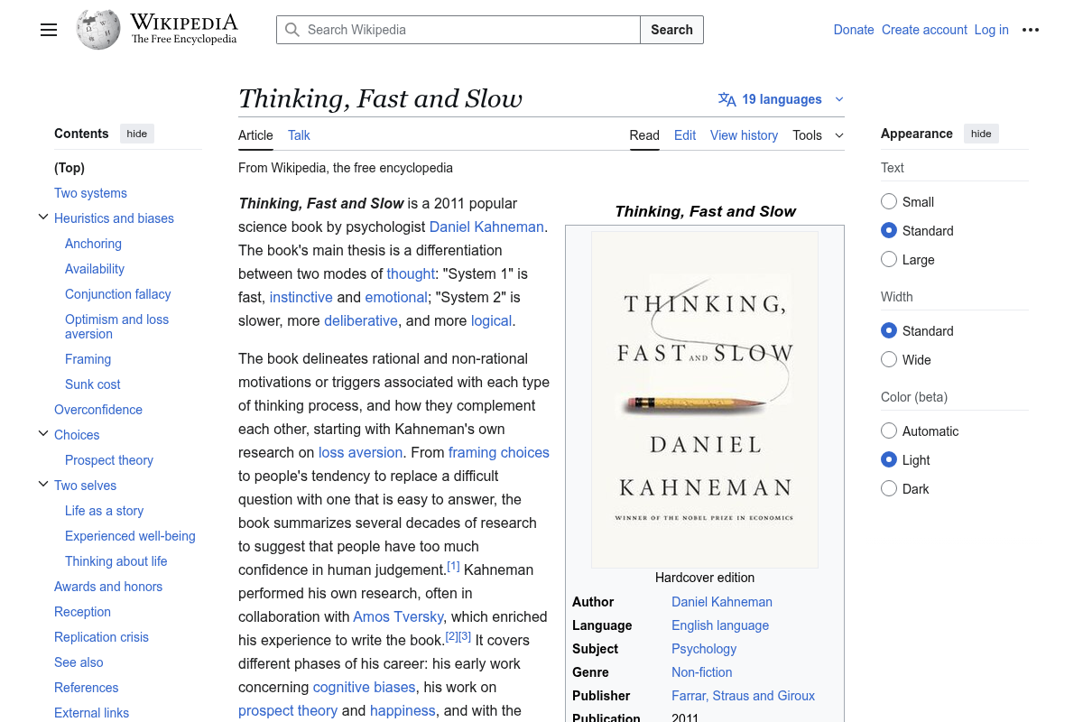 Thinking, Fast and Slow