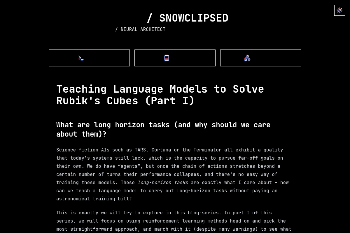 Teaching Language Models to Solve Rubik's Cubes (Part I)