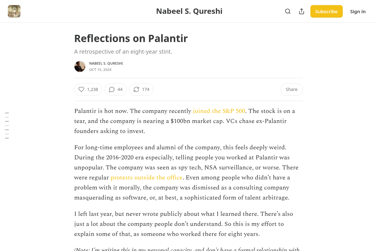 Reflections on Palantir