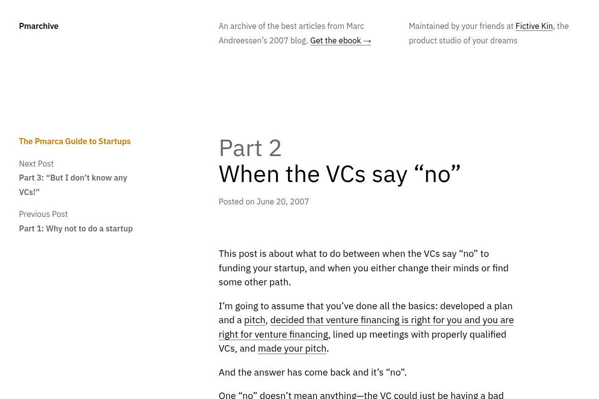 Pmarchive · When the VCs say “no”