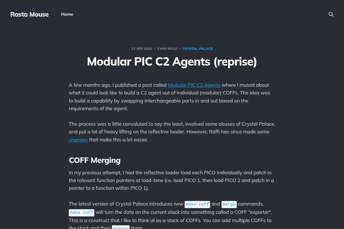 Modular PIC C2 Agents (reprise)